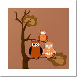 Orange Owls Posters and Art